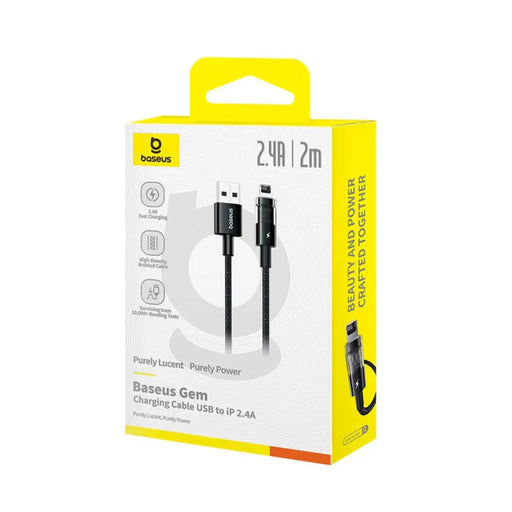 Кабел за бързо зареждане Baseus Gem USB to IP 2.4A 2 м Черен