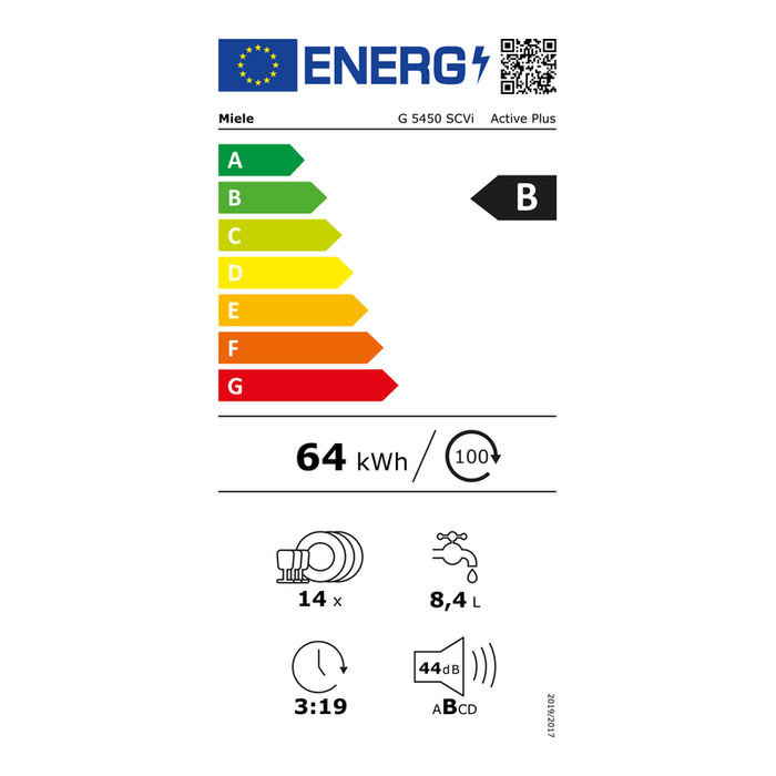 Съдомиялна за вграждане MIELE G 5450 SCVi Active Plus, 60 см, AutoOpen, 14 комплекта