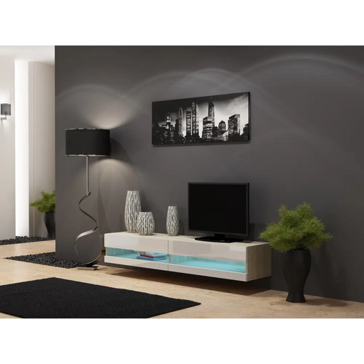 Стойка за телевизор Cama VIGO NEW 30/180/40 сонома/бял гланц
