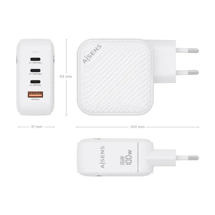 Зарядно за стена Aisens ASCH-100W4P028-W Бял 100 W (1 броя)