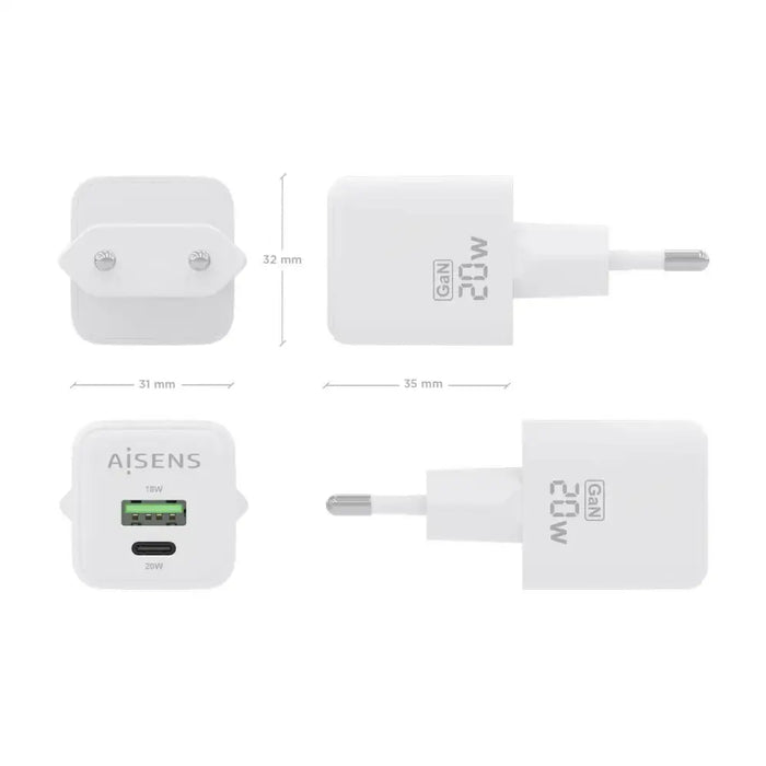 Зарядно за стена Aisens ASCH-20W2P010-W Бял 20 W (1 броя)
