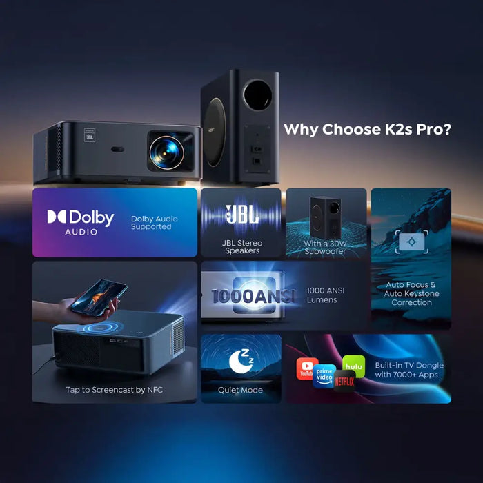 Мултимедиен проектор Yaber K2s Pro LCD FullHD 1080p
