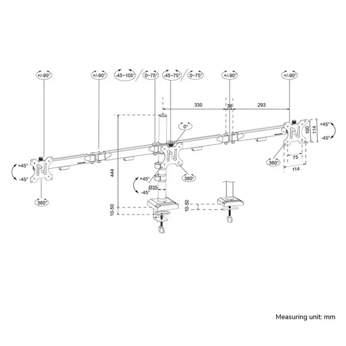 Стойка за бюро Neomounts Nero Triple Flat Screen Desk Mount