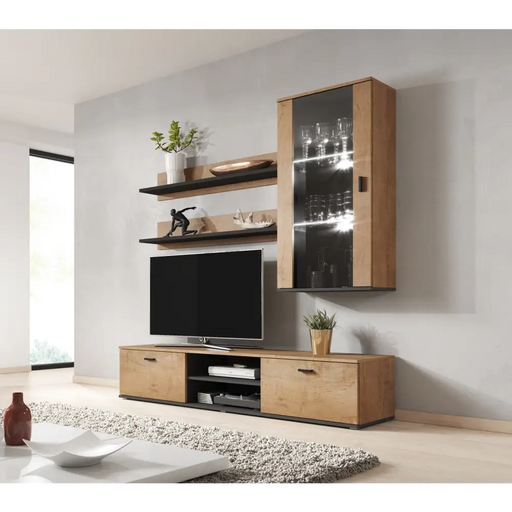 Комплект Cama от два рафта 125см SOHO дъб левкас/черен