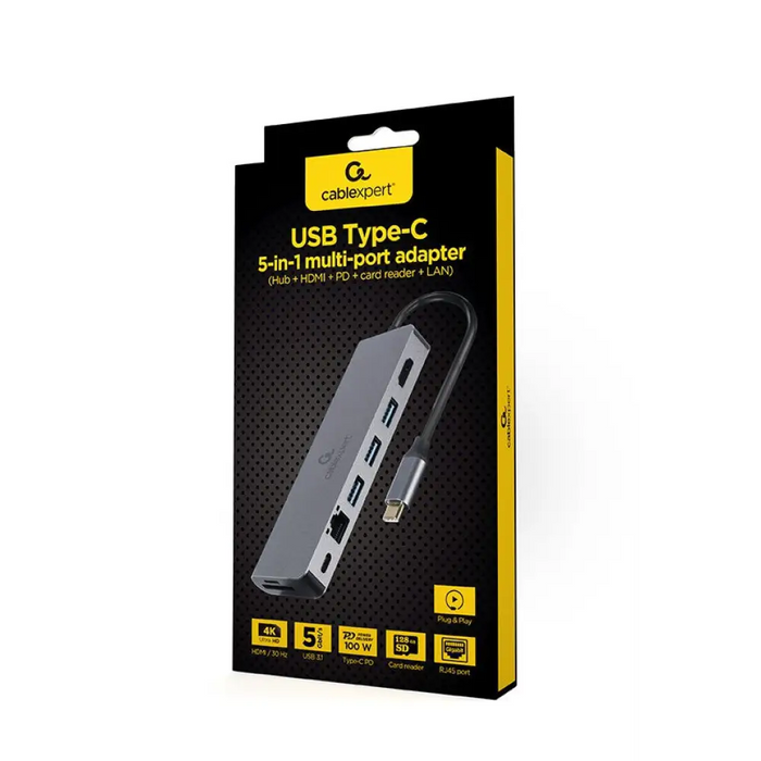 Gembird A-CM-COMBO5-05 USB Type-C 5-в-1 многопортов адаптер