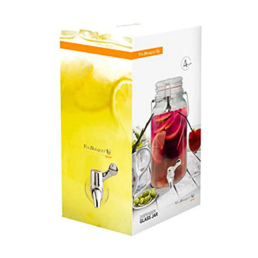 СТЪКЛЕН ДИСПЕНСЪР ЗА ТЕЧНОСТИ 4L КРАНЧЕ VIN BOUQUET