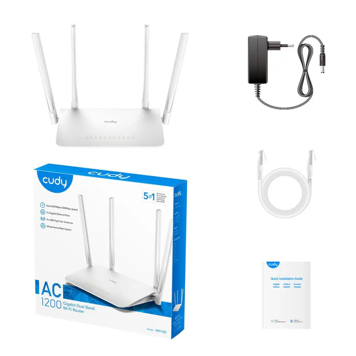 Безжичен рутер CUDY WR1300 Двубандов AC1200 300 + 867 Mbps
