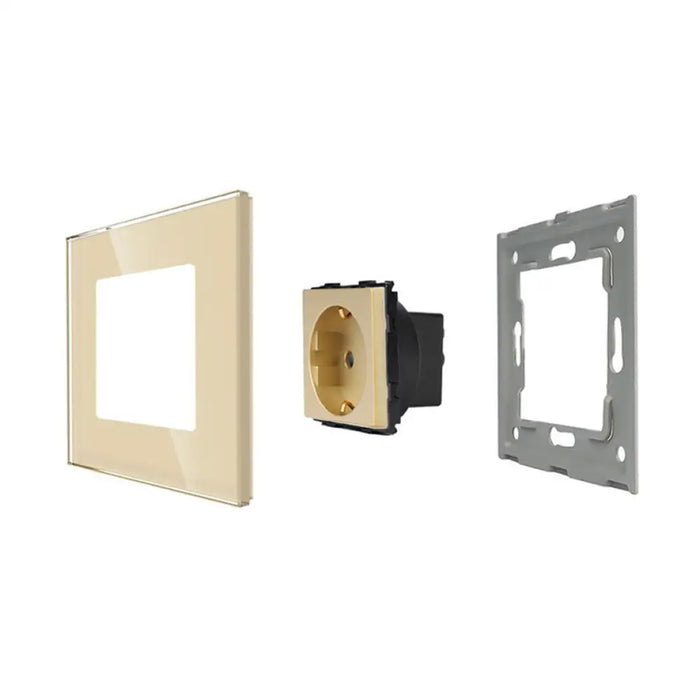 КОНТАКТ С ДЕТСКА ЗАЩИТА И РАМКА СТЪКЛО ЗЛАТО LUXON