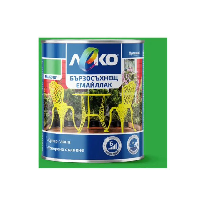 БЪРЗОСЪХНЕЩ ЕМАЙЛЛАК RAL 6018 2.5 L LEKO