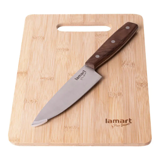 БАМБУКОВА ДЪСКА ЗА РЯЗАНЕ + НОЖ LAMART LT2059