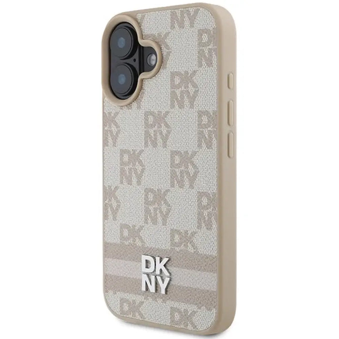 Калъф за iPhone 16 с карирана шарка и щамповани ивици DKNY