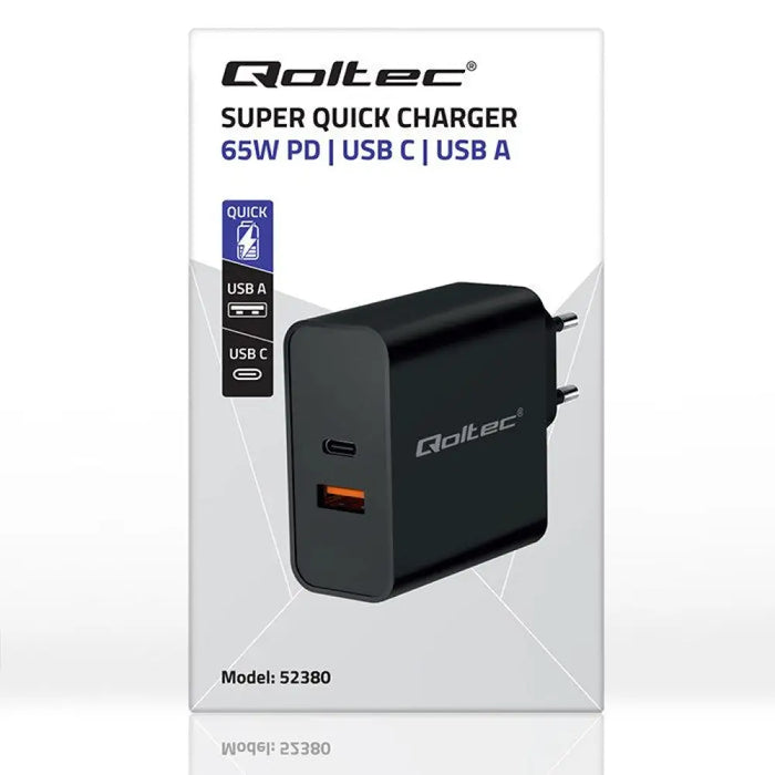 Зарядно за стена Qoltec 52380 Черен 65 W (1 броя)