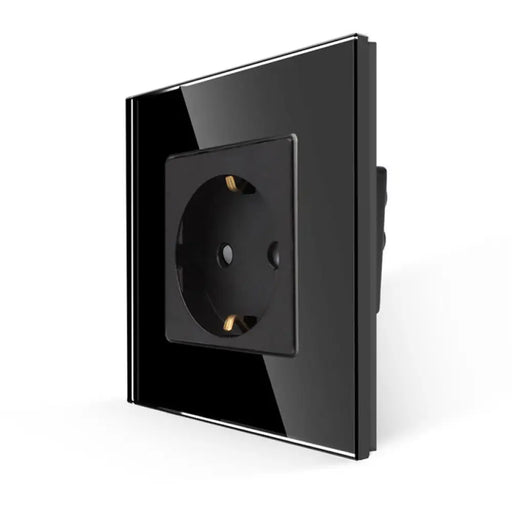 КОНТАКТ С ДЕТСКА ЗАЩИТА И РАМКА СТЪКЛО ЧЕРЕН LUXON