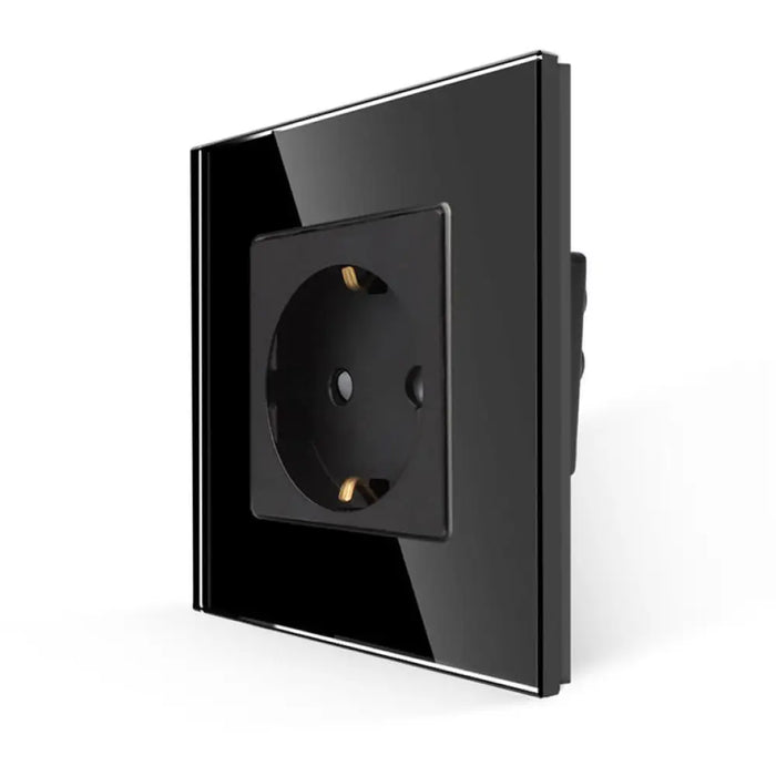 КОНТАКТ С ДЕТСКА ЗАЩИТА И РАМКА СТЪКЛО ЧЕРЕН LUXON