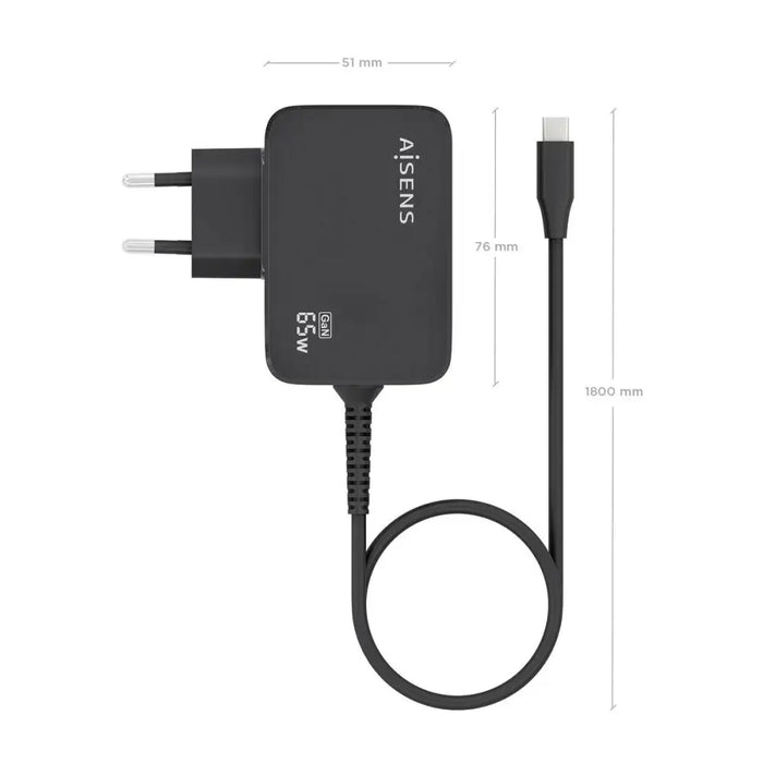 Зарядно за стена Aisens ASCH-1PD65WL033-BK Черен 65 W (1