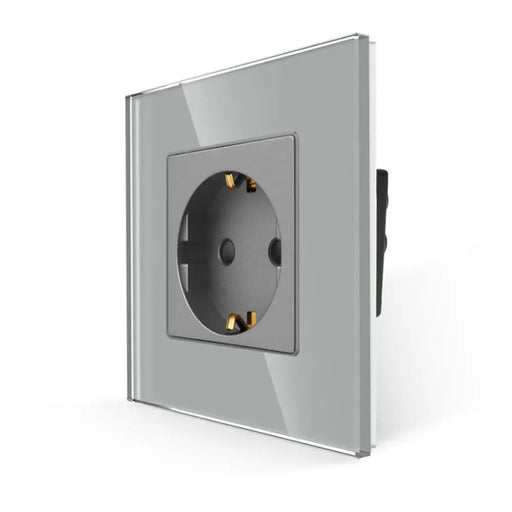 КОНТАКТ С ДЕТСКА ЗАЩИТА И РАМКА СТЪКЛО СИВ LUXON