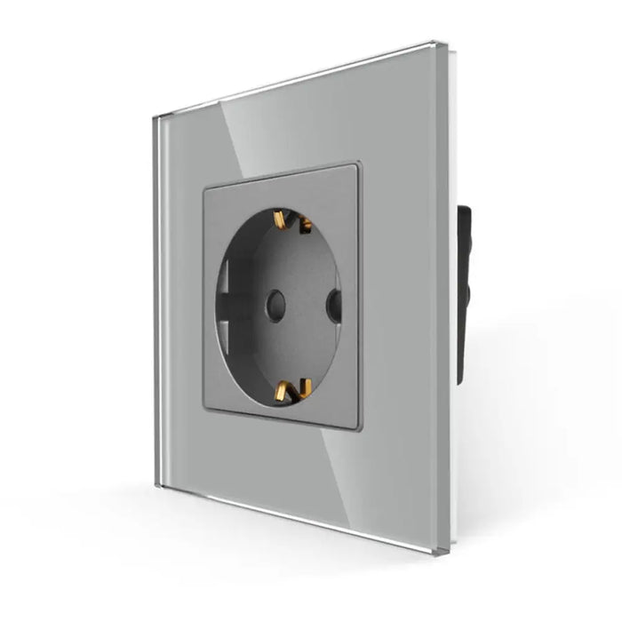 КОНТАКТ С ДЕТСКА ЗАЩИТА И РАМКА СТЪКЛО СИВ LUXON