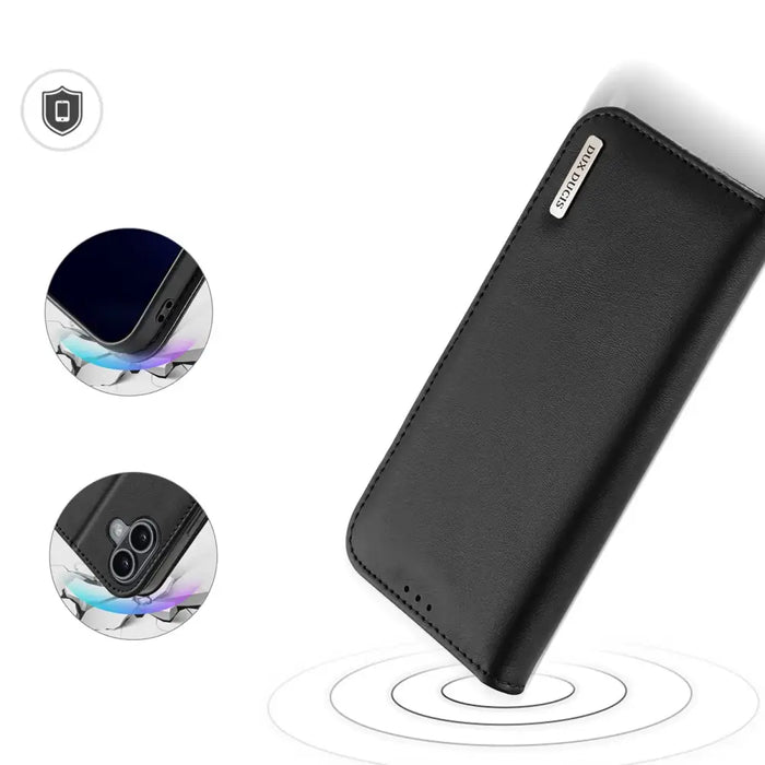 Калъф Dux Ducis Hivo iPhone 16 с флип и RFID защита - черен