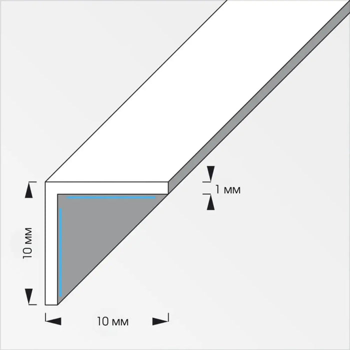 ЪГЛОВ ПРОФИЛ PVC САМОЗАЛЕПВАЩ 10X10 ММ 1 М ALFER ALUMINIUM