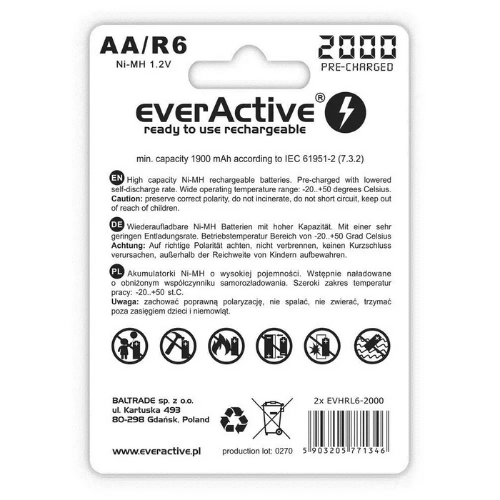 Акумулаторни батерии everActive Ni-MH R6 AA 2000 mAh Silver