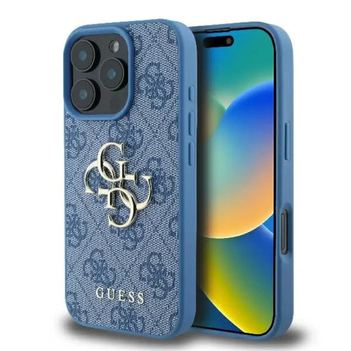 Калъф Guess 4G с голямо лого за iPhone 16 Pro Max - син