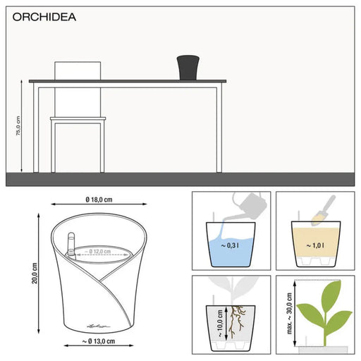 КАШПА Ф18CM С НАПОИТЕЛНА СИСТЕМА LECHUZA ORCHIDEA