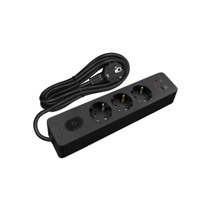 РАЗКЛОНИТЕЛ 3 ГНЕЗДА USB-A И USB-C 1.5M КАБЕЛ ЧЕРЕН С КЛЮЧ