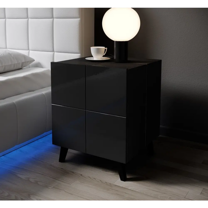 Нощно шкафче Cama REJA черен гланц/черен гланц