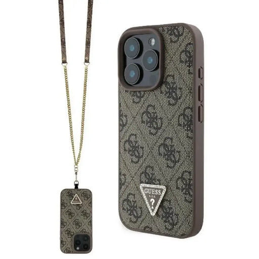 Кожен калъф с метално лого Strass Crossbody Guess за iPhone