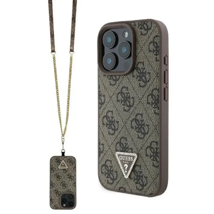 Кожен калъф с метално лого Strass Crossbody Guess за iPhone