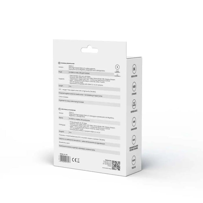 Кабел Savio HDMI (M) v2.1 ъглов 8K HDR Dynamic OFC меден 5