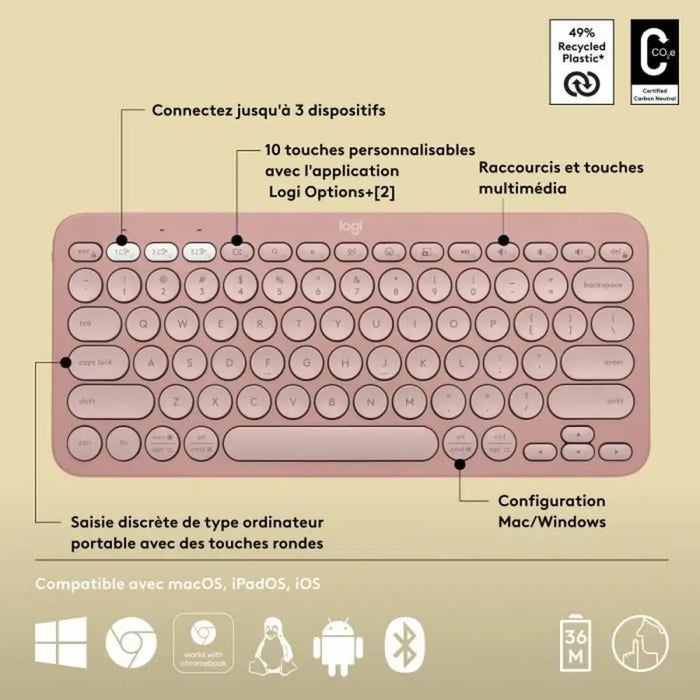 Блуту Клавиатура с Поставка за Таблет Logitech K380 френски