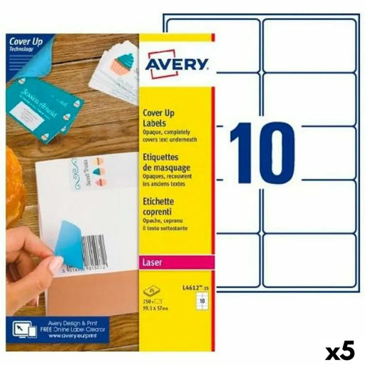 Етикети за принтер Avery L4612 Бял 25 Листи 99,1 x 57 mm (5