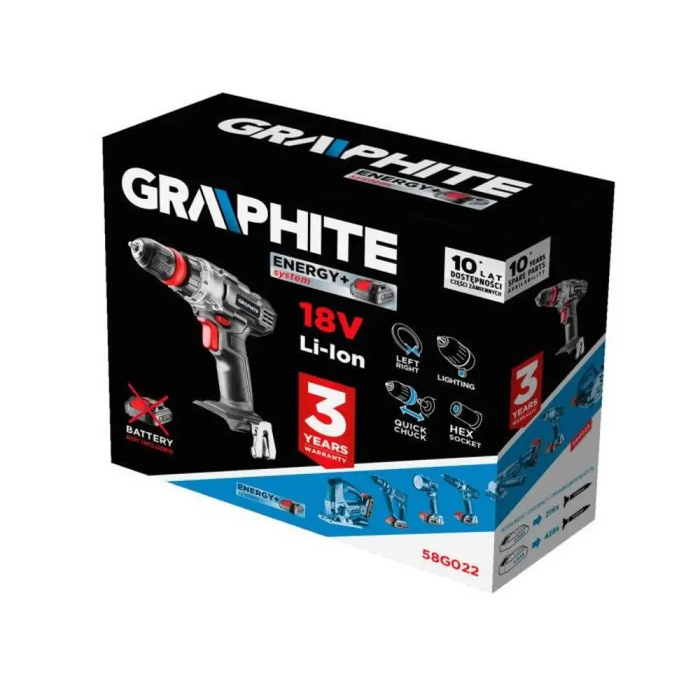 АКУМУЛАТОРНА БОРМАШИНА GRAPHITE 58G022 18 V 44.00 nm БЕЗ