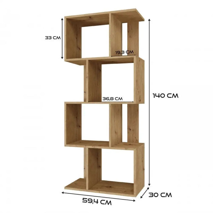 Етажерка FIESTA 4P 59.5x30x140 см занаятчийски дъб
