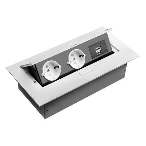 РАЗКЛОНИТЕЛ ЗА ВГРАЖДАНЕ 2 ГНЕЗДА 2XUSB A БЕЗ КАБЕЛ БЯЛ GTV