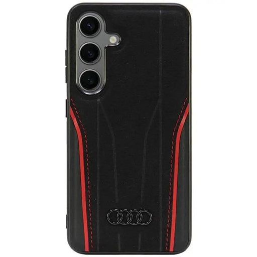 Audi естествена кожа MagSafe S24 S921 черно-червен твърд