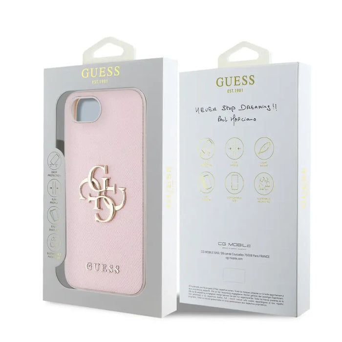 Калъф Guess PU Grained 4G с метално лого за iPhone 16e