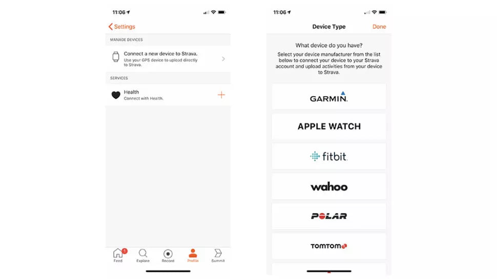 Strava Синхронизиране с фитнес гривна