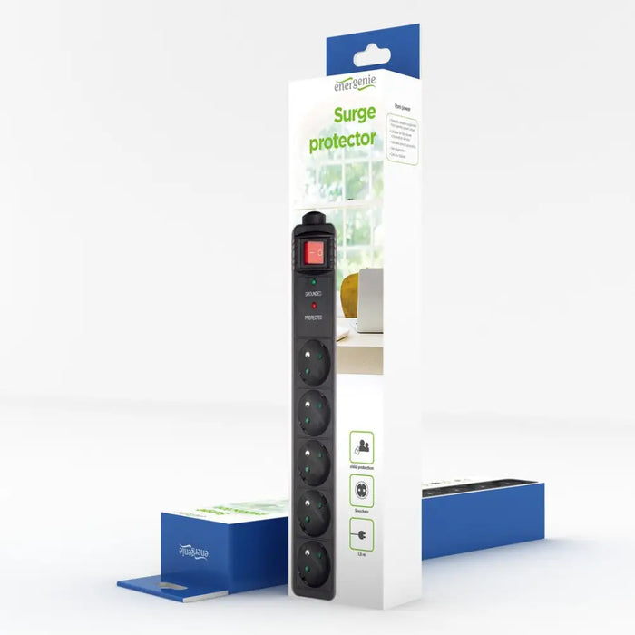 Gembird Surge protection 5 френски контакта 3 м черен