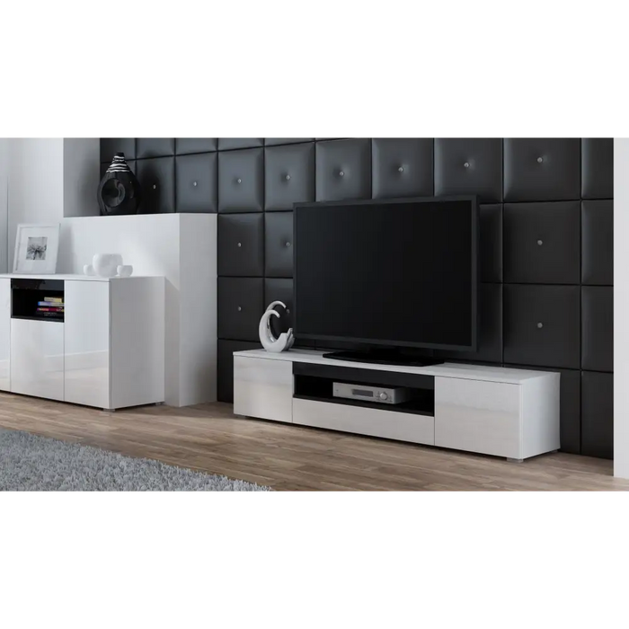 Стойка за телевизор Cama VIVA 180 бяло/бял гланц + черен