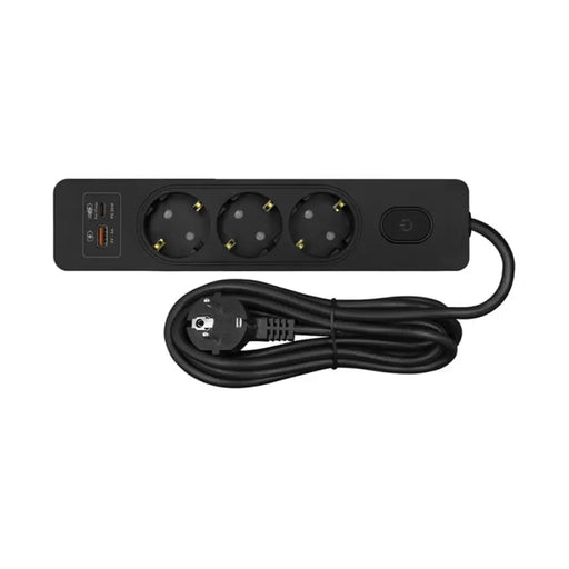 РАЗКЛОНИТЕЛ 3 ГНЕЗДА USB-A И USB-C 1.5M КАБЕЛ ЧЕРЕН С КЛЮЧ