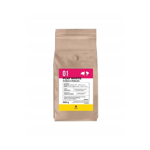 8 грама печени кафеени зърна Flat White Arabica Robusta 1 кг