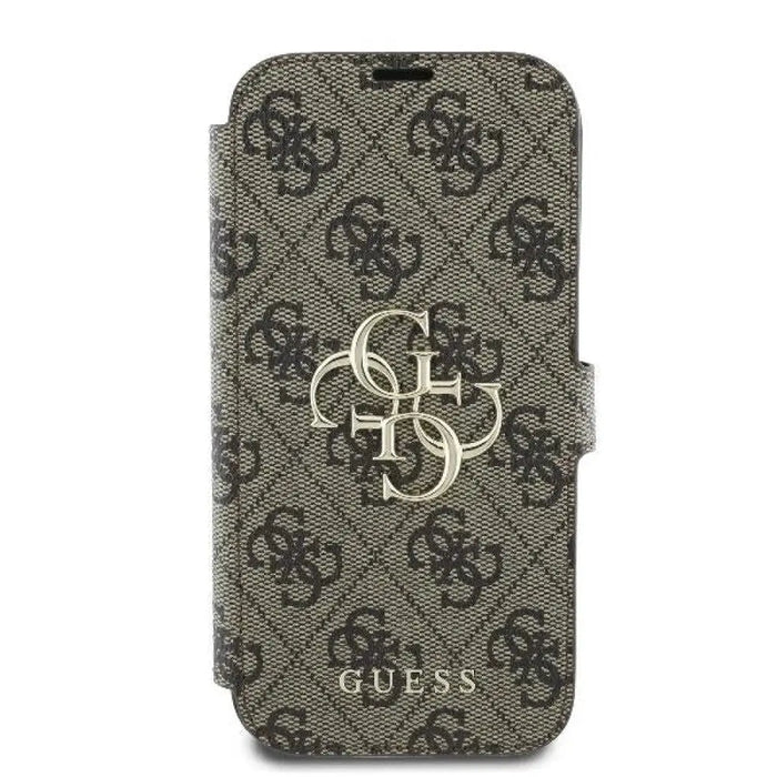 Калъф Guess 4G с метално лого за iPhone 16 Pro - кафяв