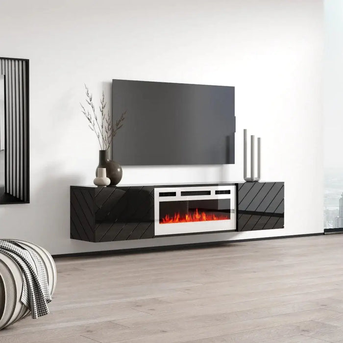 Шкаф RTV LUXE 182.6x34.5x37.5 черен/черен гланц + бяла