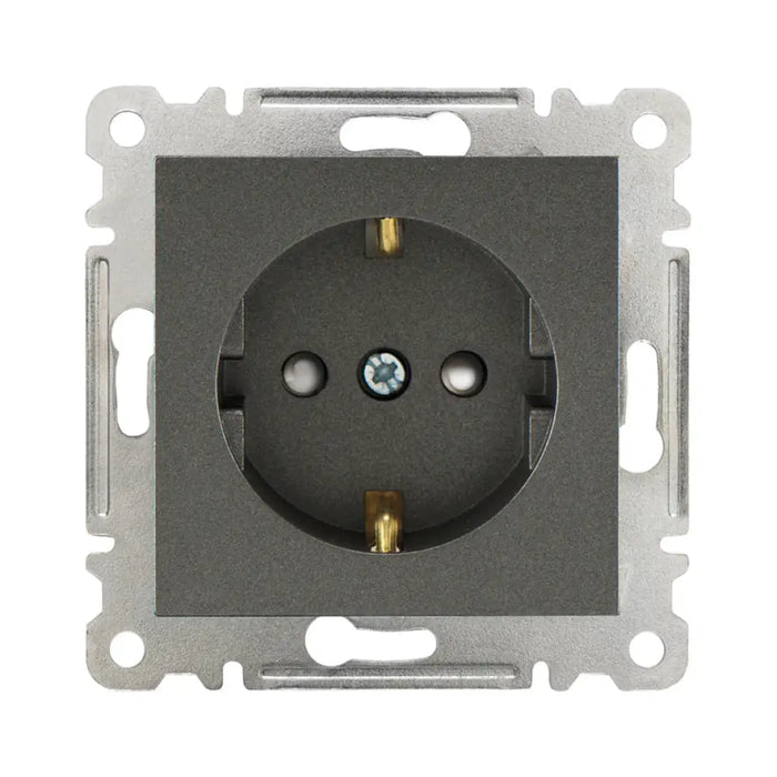 КОНТАКТ ЕДИНИЧЕН С ДЕТСКА ЗАЩИТА МЕХАНИЗЪМ ГРАФИТ MAKEL