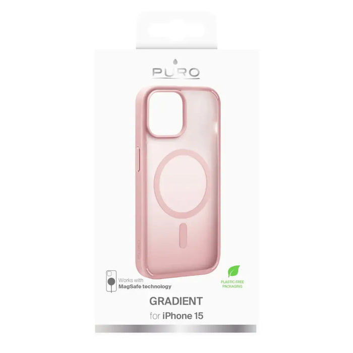 Силиконов калъф Puro Gradient MagSafe за iPhone 15 - розов