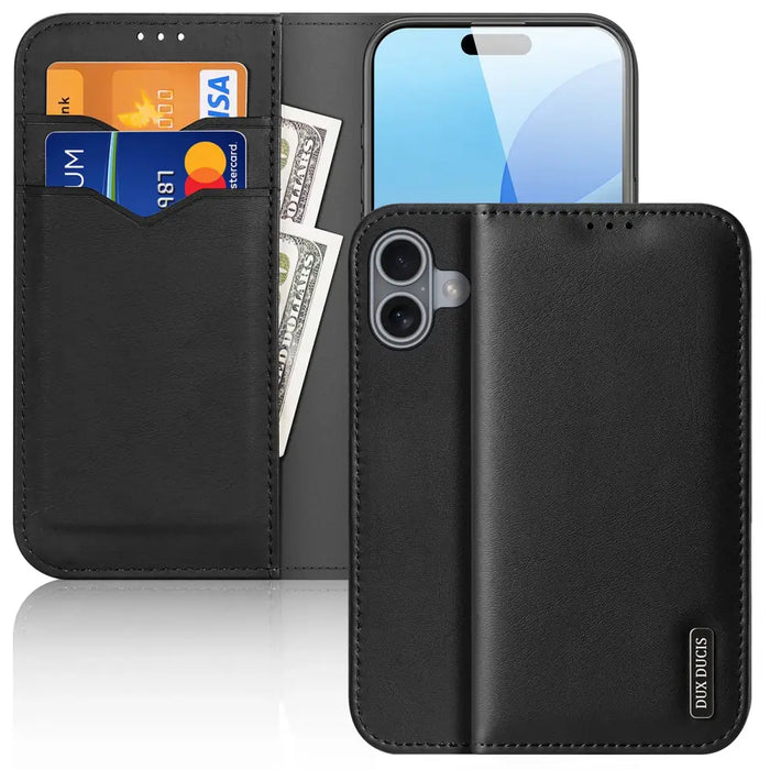 Калъф Dux Ducis Hivo iPhone 16 с флип и RFID защита - черен