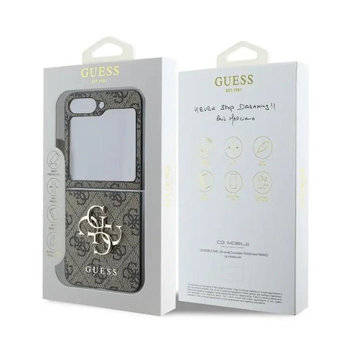 Кожен 4G метален лого калъф Guess за Samsung Galaxy Z Flip