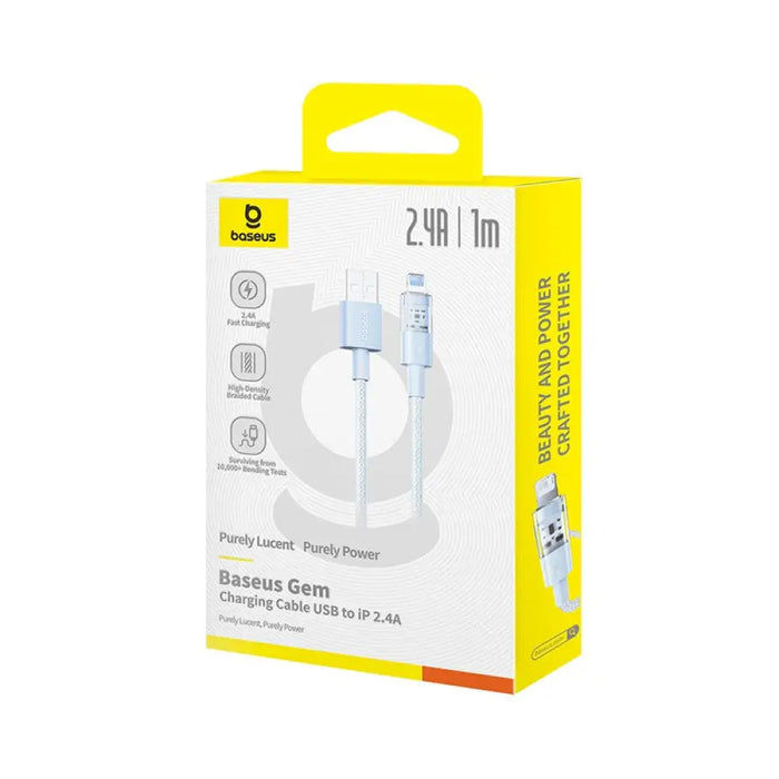 Кабел за бързо зареждане Baseus Gem USB to IP 2.4A 1 m син